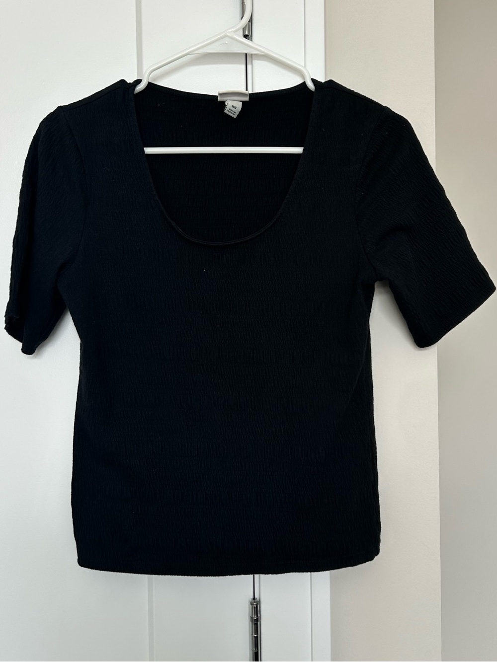 a new day Black Scoop Neck Short Sleeve Ribbed Top